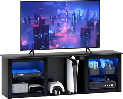TV-Gerät mit LED-Beleuchtung für TV bis 65 Zoll, 160cm TV-Standschrank mit Verstell