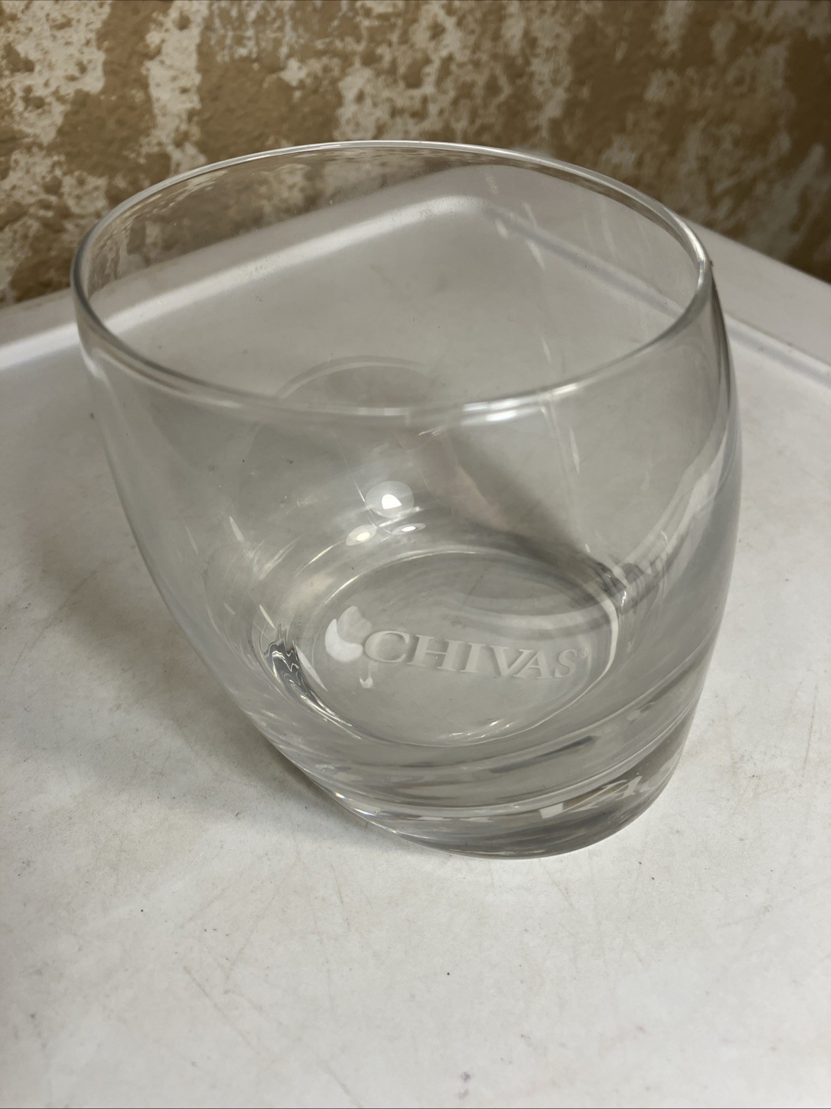 Chivas Regal Tilted Tumbler Glass Slanted Shifted Leaning Whisky Scotch