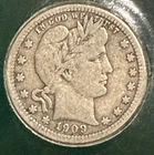 1909 Liberty Head (Barber) Quarter-Dollar  in Sealed Cover