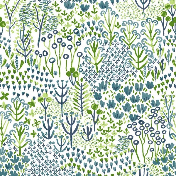 FD26347_ Happy Meadow Druck Blau GrüN Grau Weiß Fine Decor Tapete-image