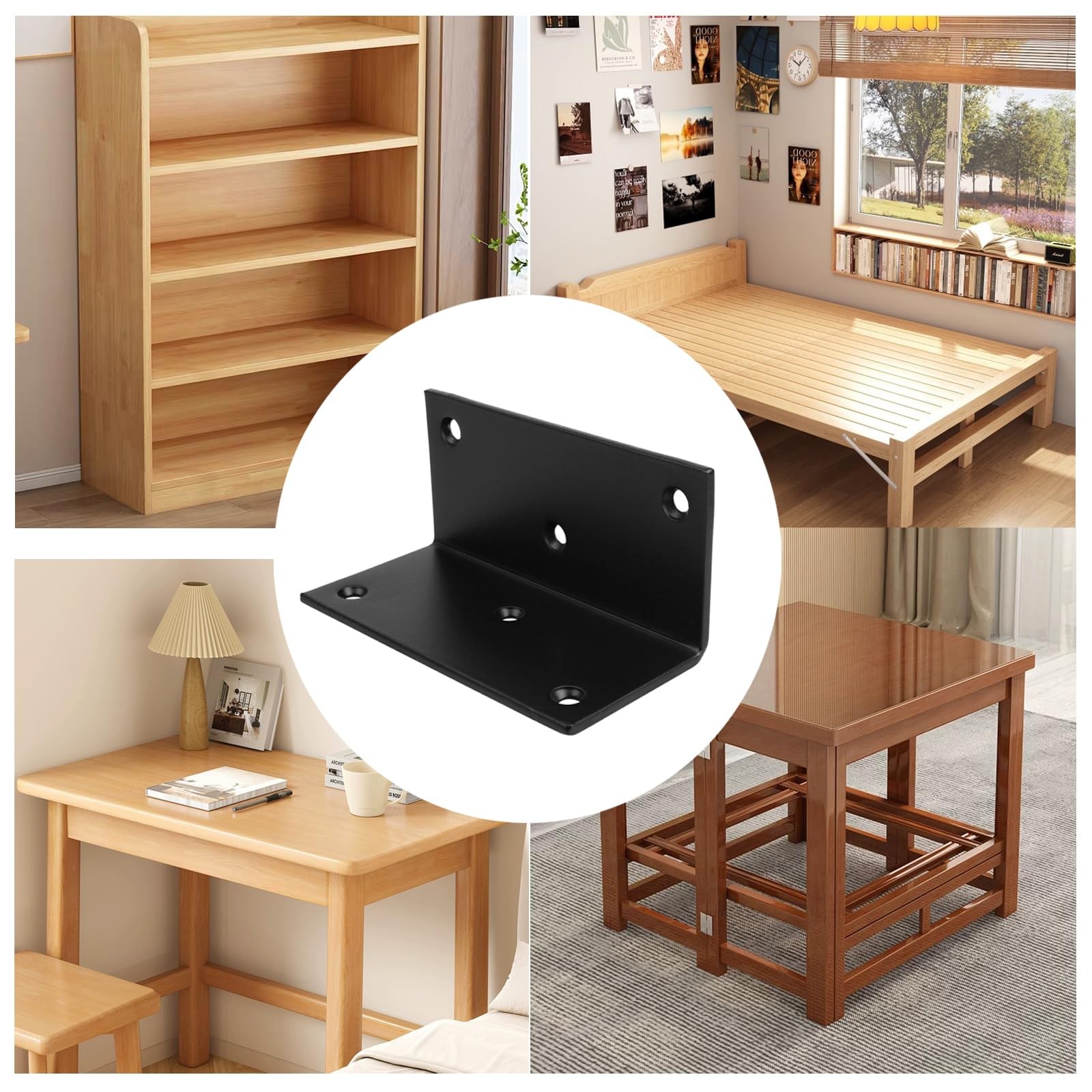 Steel L Right Angle Bracket 2 PCS 4x2 inch Metal Joint Corner Brace for Wood