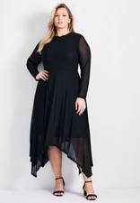 Avenue Women's Plus Size Mere Mesh High Neck Dress