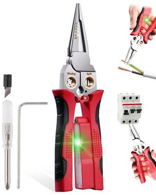 FAITIO 8 In 1 Wire Strippers with Voltage Tester, Cable Strippers/Cutters Red