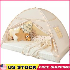 Kids Twin Bed Tent Playhouse Cozy Sleep Space Indoor Outdoor Fort W/ Star Lights