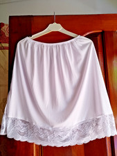 BUTTERFLY Lace Edge Petticoats Underskirt Waist Slip Safety Skirt Half Slip Whit