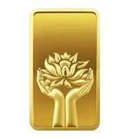 24K (999.9+) Purest 1 g Lotus Gold Bar By MMTC PAMP.