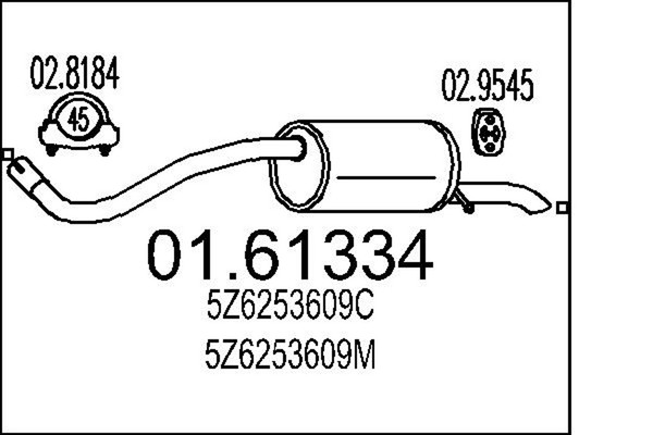 Mts EndschalldäMpfer NachschalldäMpfer 01.61334 FüR Vw Fox 5Z1 5Z3 5Z4 5Z5-image