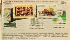 OLD VINTAGE APPROVALS BOOK PAGE AUSTRALIA COMMEMORATIVE STAMPS HISTORY 01240322