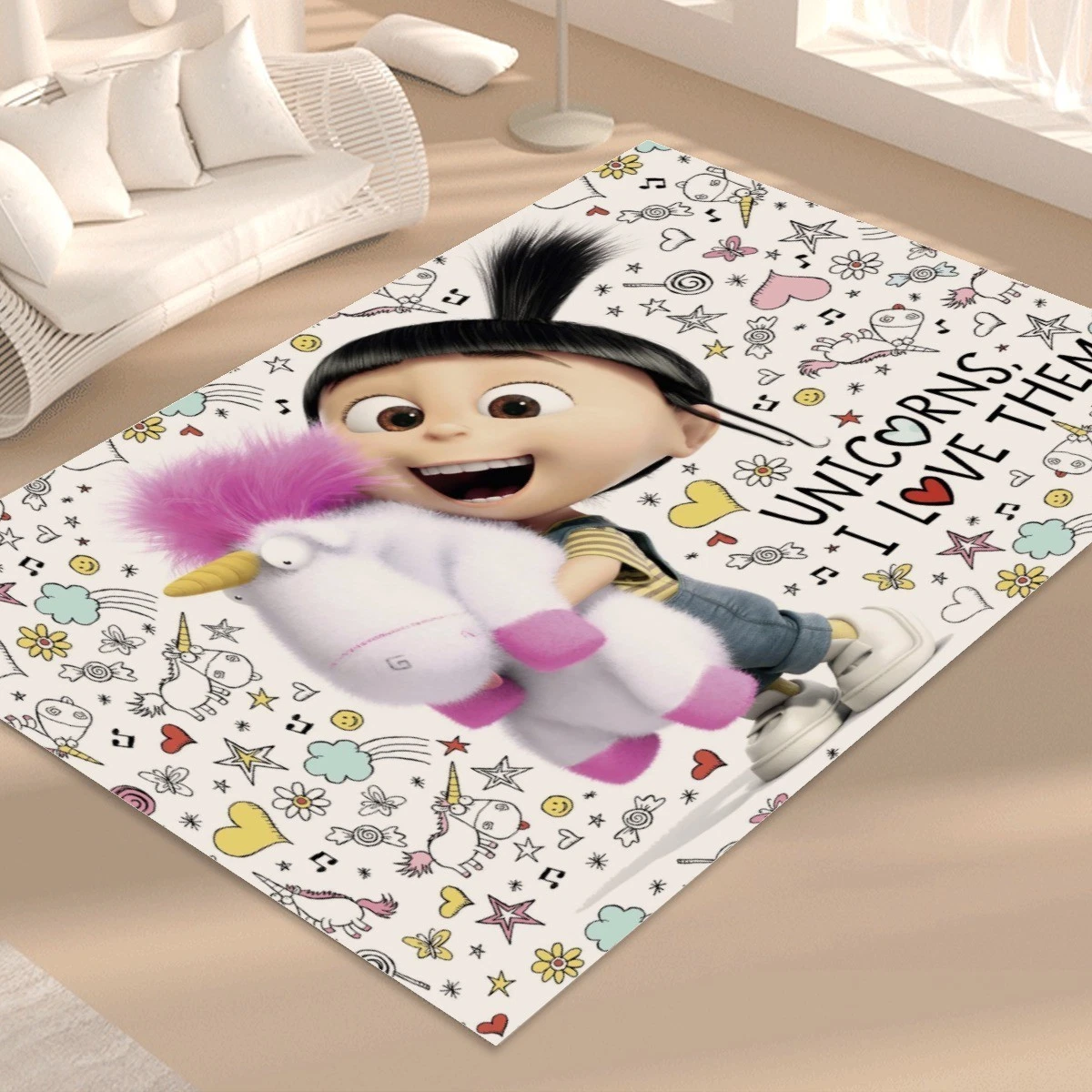 Unicorns Vanellope Print Foldable Rectangular Floor Mat Rugs Anti-Skid Carpet