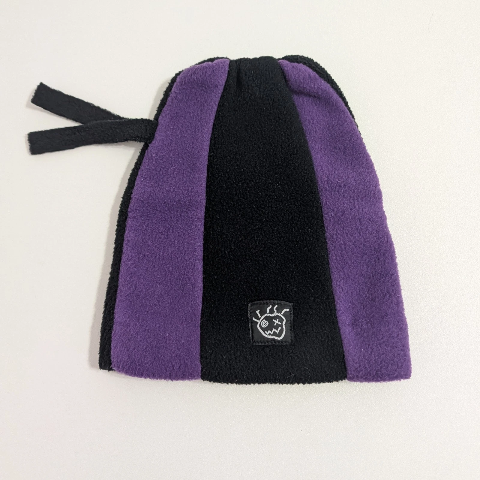 VTG 90s Bula Purple Black Striped Fleece Beanie Hat USA Made Adult Ski Snowboard