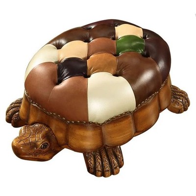 Leder Schildkröte Ottomane Hocker Retro Holz Tier Pouf Vintage Home Fußhocker USA