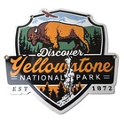 Vintage Yellowstone National Park Porcelain Sign - Bison Geyser Shield Sign