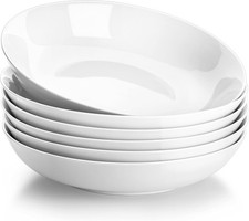 MALACASA Series Regular 9'' Pasta Bowl Set of 6 Porcelain Salad Soup Bowls