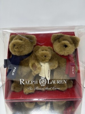 Ralph Lauren Polo Teddybär Geschenkset Plüsch verpackt ''The Bears That Care'' selten