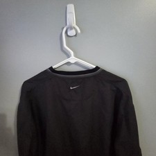 NIKE GOLF Men's Medium Black Rain Wind Shirt Pullover V Neck Short Slv Pocket