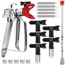 3600 PSI Airless Paint Sprayer Gun Kit w/ Nozzle Guard  5 Spray Nozzles