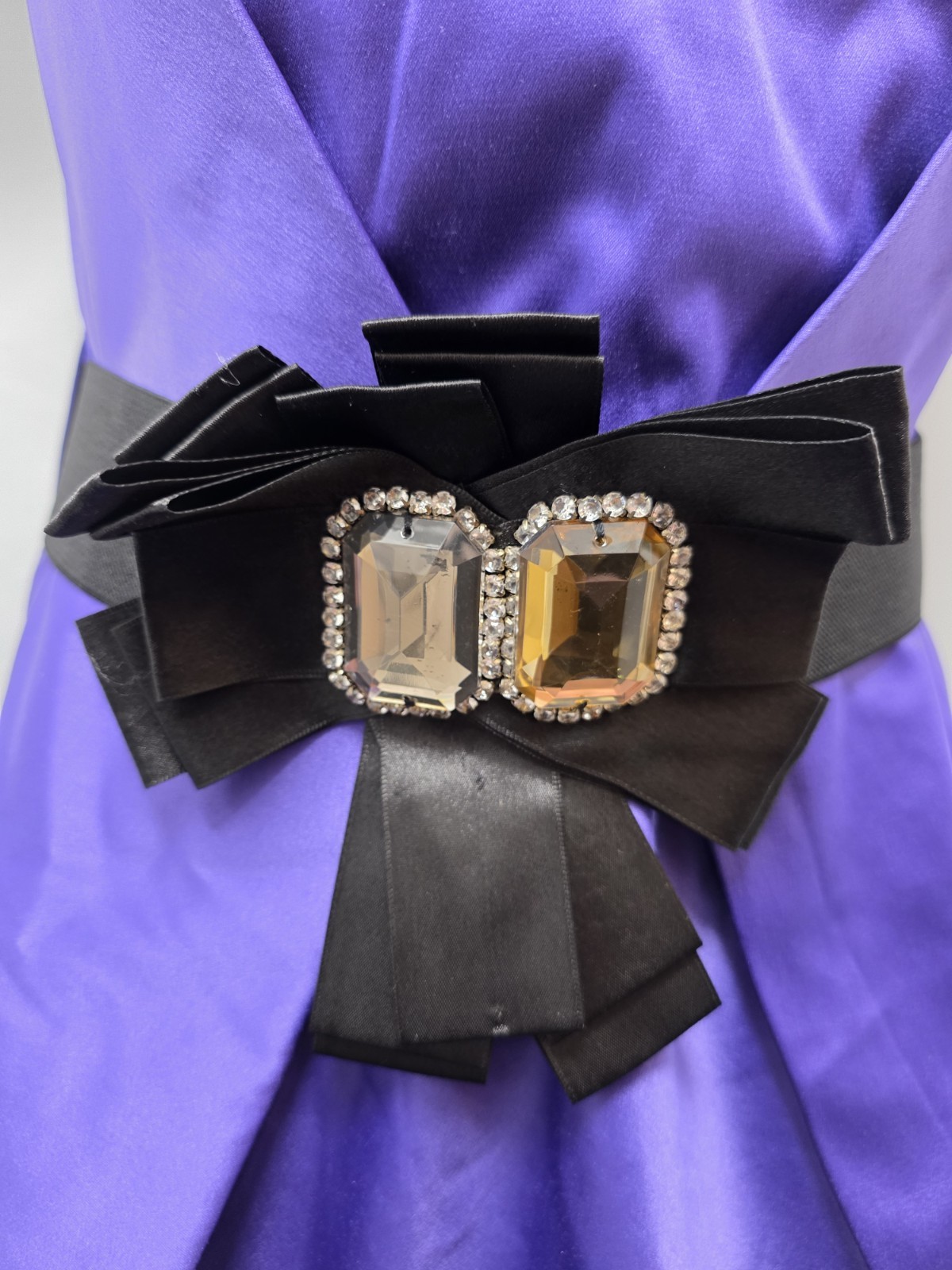 River Island Purple Satin Strapless Jewelled Belt Mini Dress UK 12 image 3
