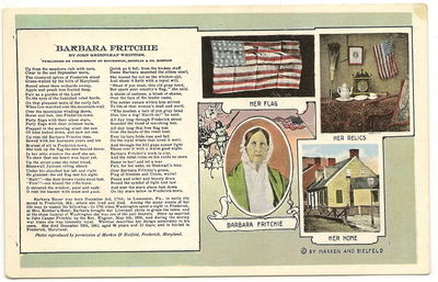FREDERICK MD Barbara Fritchie House Flag Relics Vtg PC