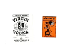 7 labels: 1 beer, 2 wine, 4 liquor, Virgin Vodka, Duke's Beer, Claret Wine.....
