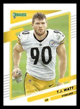T.J. Watt 2021 Donruss #22b Pittsburgh Steelers NO HELMET SP VARIATION