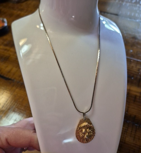 Vintage Executive Male Lion Head Gold Tone Pendant Necklace 18KT. GOLD SHIELD - Picture 5 of 18