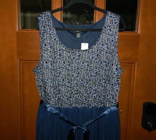 NUEVO CON ETIQUETAS MAXI VESTIDO CANDALITE Mujer Azul Floral ENCAJE LENTEJUELAS Baile de graduación Formal Cóctel 3X - Imagen 3 de 5