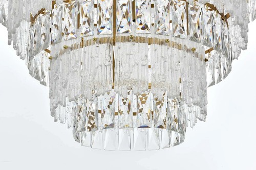 Large Crystal Chandelier 27 Light Fixture Foyer Dining Room Satin Gold 53" - Picture 10 of 11