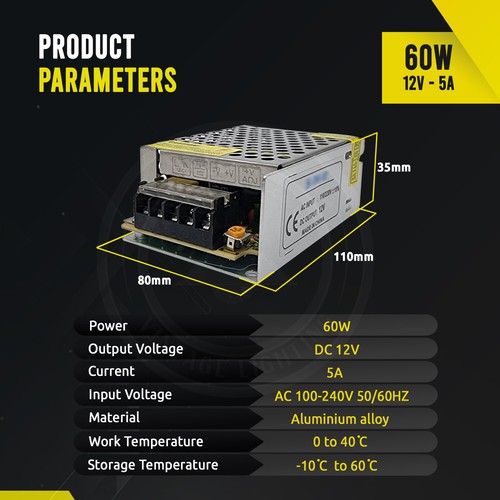 AC240V to DC5/12/24V 15-720W IP20 LED Driver Switch Power supply Transformer PSU - Picture 41 of 71