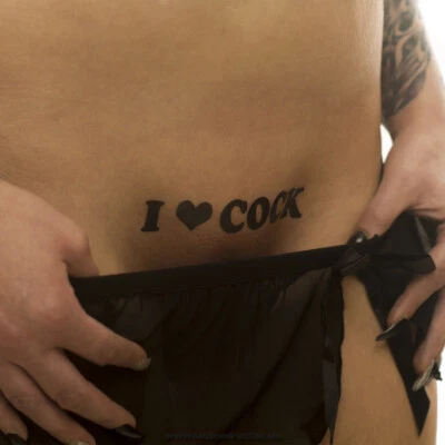 FETISH TATTOO 10 x I ❤ COCK - Tattoo Schriftzug in schwarz - Temporary Fetish Fun Tattoo (10)