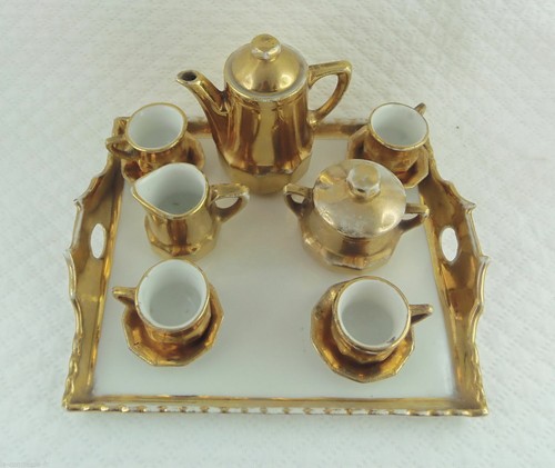 SERVICE A CAFE MINIATURE PORCELAINE DE SAXE de 1931 JLMENAU / maison de poupée - Photo 6/9