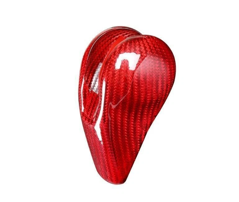 Cubierta de perilla de cambio de marchas de fibra de carbono real roja apta para Porsche 911 718 Cayman Foto 2 de 4
