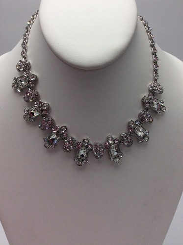 $150 Givenchy Silver Tone Clear Crystal Collar Necklace #198 GN - Picture 6 of 11