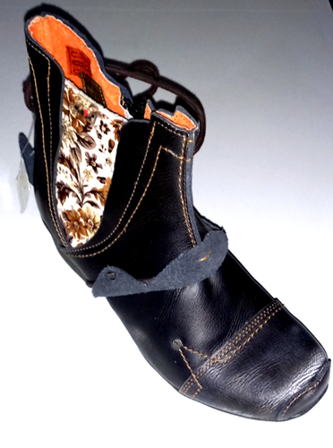 MAIA BOTTINES EN CUIR POINTURE FR/EU 41 IMPRIMÉ FLORAL BOUTS TYPE SABOT BOIS - Picture 5 of 20