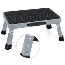 Height-Adjustable 7"- 9" Folding Step Stool with Non-Slip Platform 10" x 15" ...