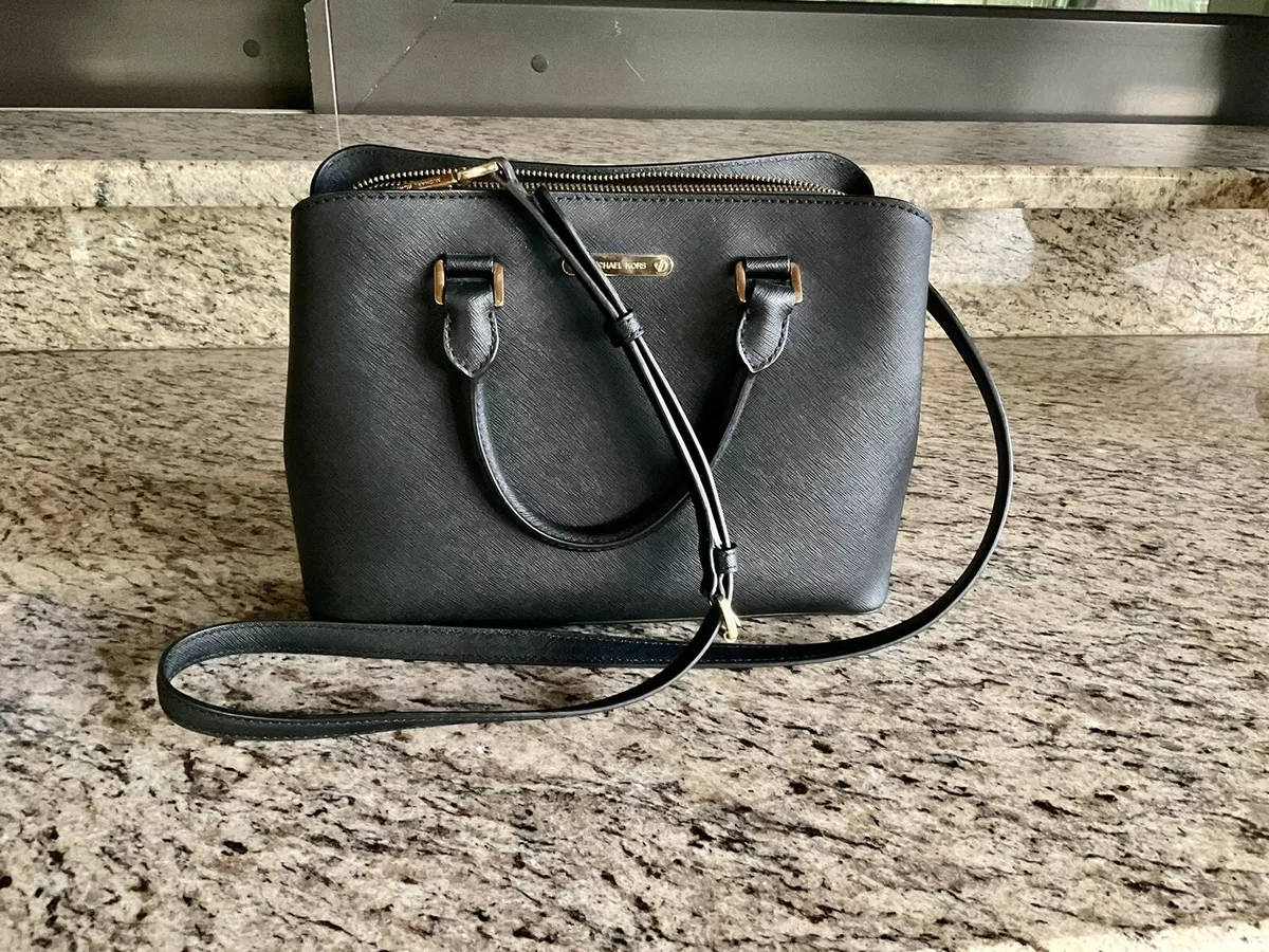 Michael Kors Medium Leather Zip Crossbody Purse - Black: Handbags