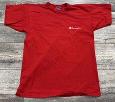 Vintage Champion Shirt Mens Size Large Plain Red Single Stitch USA Made