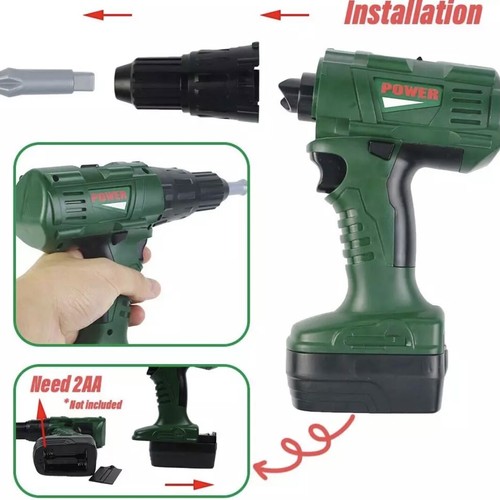 Kids Tool Set Battery Drill Back Pack Toy Builder Kit Pretend Role Play worker - Picture 9 of 12