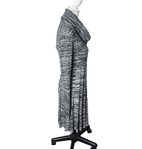 Calvin Klein Cowl Neck Dress Gray Marled Sweater Pleated Women's Medium - Picture 6 of 8