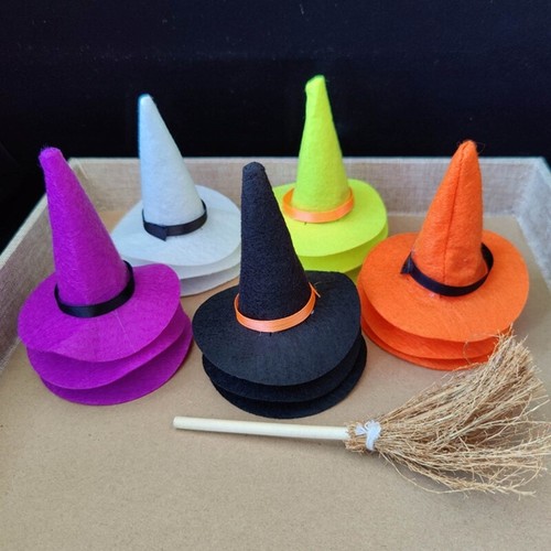 Witch Hats And Broom Small Witch Hats For Witch Hat Decor - Picture 2 of 13