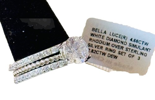 Size 12 JTV Rhodium Plated Sterling Bella Luce Simulated Diamond Wedding Set NWT - Picture 4 of 7