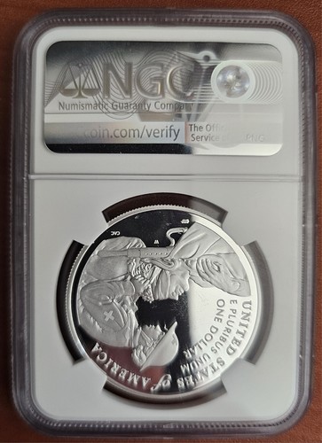 2022 W Colorized Purple Heart Early Release Silver Dollar NGC PF 70 Ultra Cameo - Picture 2 of 3
