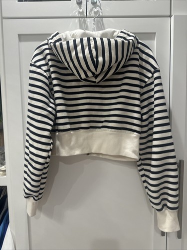 Forever 21 black-and-white striped hoodie cropped - Picture 4 of 4