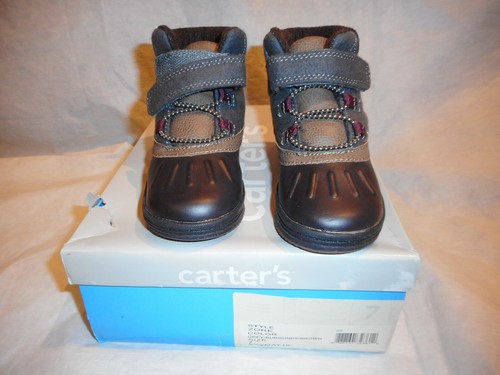 Carter's Grey/Burgandy/Brown Boots Toddler US Size 7 - Picture 4 of 8