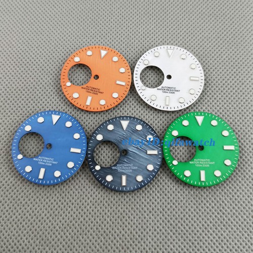29mm sterile white blue green orange watch Dial fit NH38 NH38A Movement - Picture 3 of 11