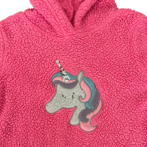 Pink Hoodie for Girls Unicorn Theme Fuzzy Faux Fur SIZE SMALL (7) - Picture 4 of 12