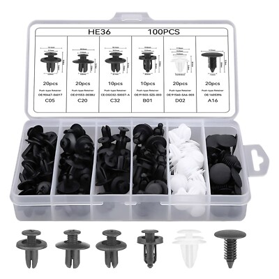 For Nissan 100 PCS Box Set Bumper Fender Liner Push Type Retainer Clips Fastener