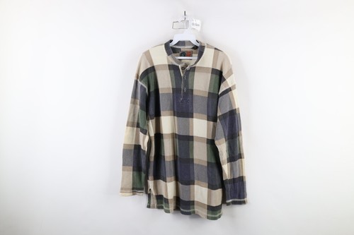 Vtg 90s IOU Streetwear Mens M Checkered Thermal Waffle Knit Henley T-Shirt USA - 第 1/16 張圖片