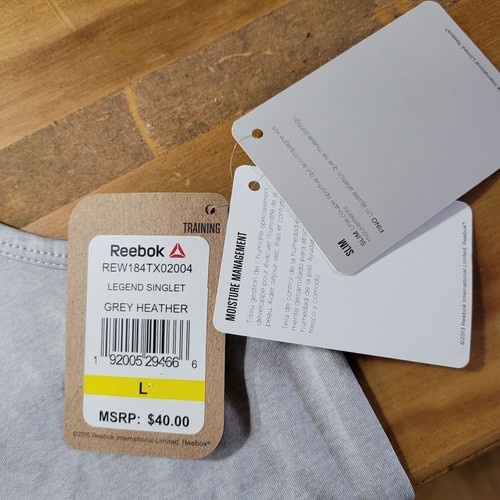 Reebok Gray Heather Moisture Wicking Women's Size L Legend Singlet - Picture 7 of 10