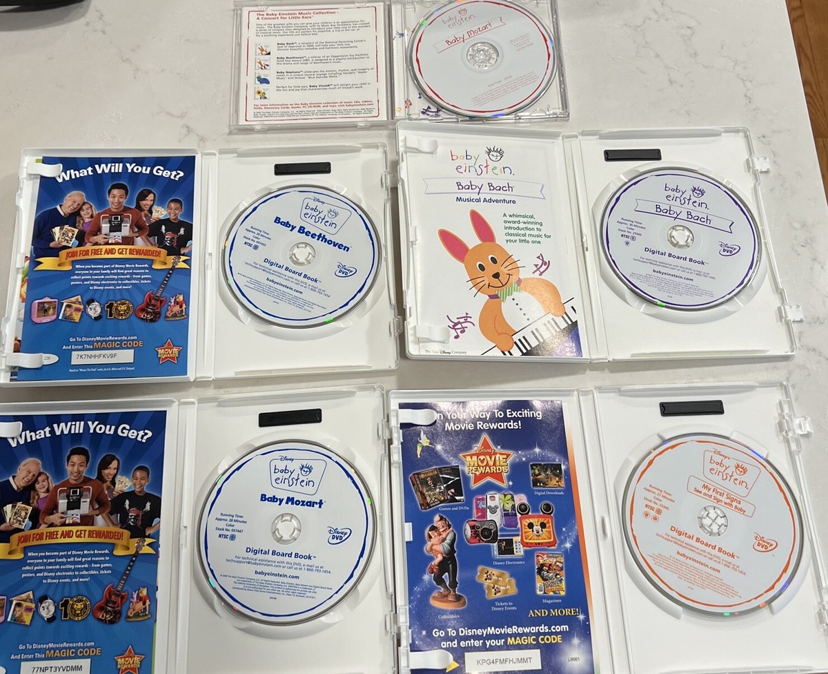 Lot of 4 Baby Einstein DVDs & CD Walt Disney Beethoven Bach Mozart