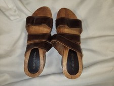 Vintage 1990s Candies Y2K Chunky Platform Wooden Heel Sandal Size 9 Brown